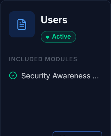 TrustLayer console dashboard tile for the Users module and the products inside it.